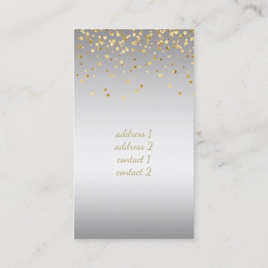 Faux Gold Leaf confetti stippen op zilvergrijs met Visitekaartje (Achterkant)