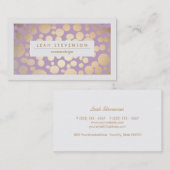 Faux Gold Leaf Cosmetoloog Paarse Stylist Visitekaartje (Voorkant / Achterkant)