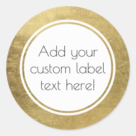 Faux Gold Leaf Custom Craft Favor Bruiloft Ronde Sticker (Voorkant)