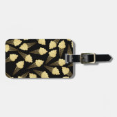 Faux Gold Leaf Ice Cream Cons on Black Bagagelabel (Voorkant horizontaal)