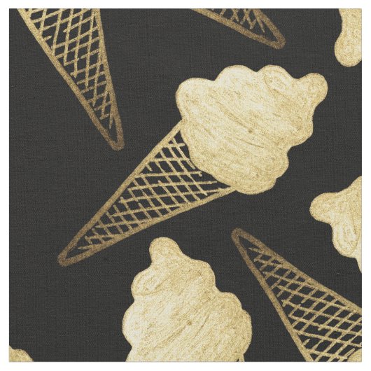 Faux Gold Leaf Ice Cream Cons on Black Stof (Close Up)