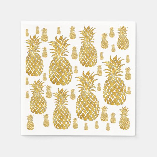 Faux Gold Leaf Look Ananas Servetten (Voorkant)