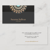 Faux Gold Leaf Motief Zwart Linnen Professioneel Visitekaartje (Voorkant / Achterkant)