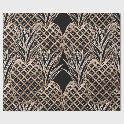 Faux Gold Leaf Pineapple Collage Cadeaupapier (Vlak)