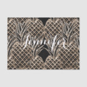 Faux Gold Leaf Pineapple Collage Monogram Tissuepapier (Voorkant)