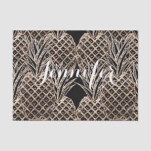 Faux Gold Leaf Pineapple Collage Monogram Tissuepapier