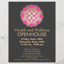 Faux Gold Leaf Pink Lotus Healing Arts Flyer