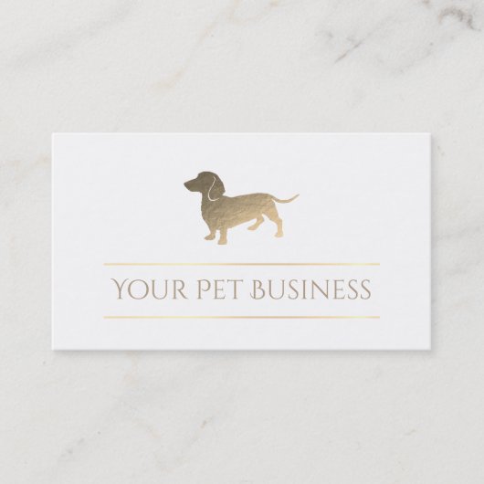 faux gold leaf teckel hond visitekaartje (Voorkant)