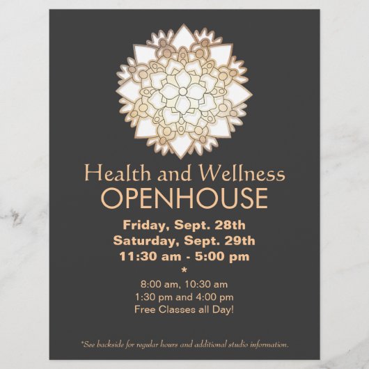 Faux Gold Leaf White Lotus Healing Arts Flyer (Voorkant)