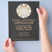 Faux Gold Leaf White Lotus Healing Arts Flyer (Hand)