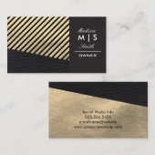 Faux Gold Leather en Black Leather Trim Stripes Visitekaartje (Voorkant / Achterkant)