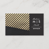 Faux Gold Leather en Black Leather Trim Stripes Visitekaartje (Voorkant)