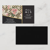 Faux Gold Leather en Black Leather Trim Stripes Visitekaartje (Voorkant / Achterkant)