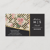 Faux Gold Leather en Black Leather Trim Stripes Visitekaartje (Voorkant)