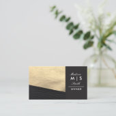 Faux Gold Leather en Black Leather Trim Visitekaartje (Staand voorkant)
