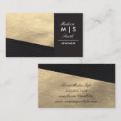 Faux Gold Leather en Black Leather Trim Visitekaartje (Voorkant / Achterkant)