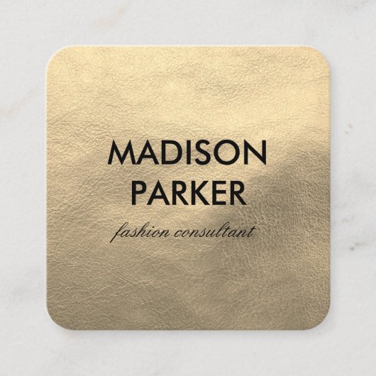 Faux Gold Leather Vierkante Visitekaartje (Voorkant)