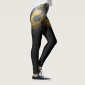 Faux Gold Leopard Cheetah Print glanzend zwart chi Leggings (Rechts)