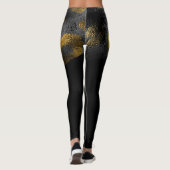 Faux Gold Leopard Cheetah Print glanzend zwart chi Leggings (Achterkant)