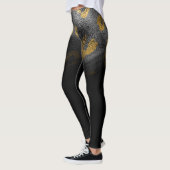 Faux Gold Leopard Cheetah Print glanzend zwart chi Leggings (Links)