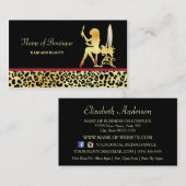 FAUX Gold Leopard Print Vrouw Haar Boutique Visitekaartje (Voorkant / Achterkant)