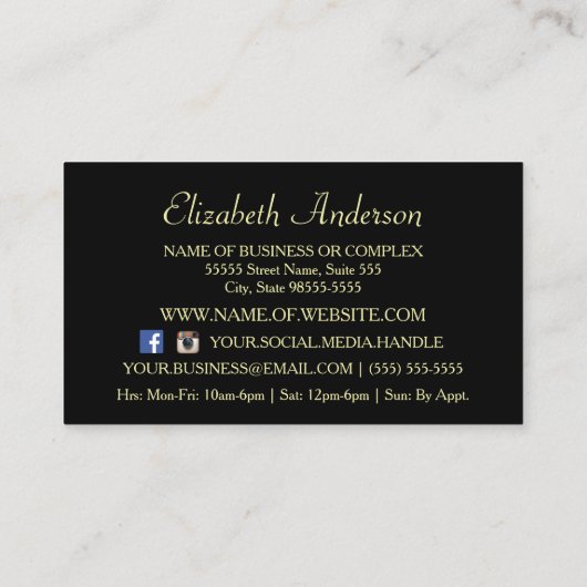 FAUX Gold Leopard Print Vrouw Haar Boutique Visitekaartje (Achterkant)