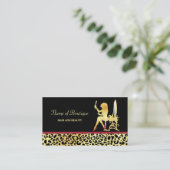 FAUX Gold Leopard Print Vrouw Haar Boutique Visitekaartje (Staand voorkant)
