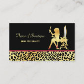 FAUX Gold Leopard Print Vrouw Haar Boutique Visitekaartje (Voorkant)
