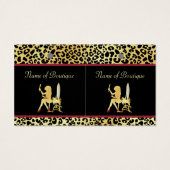 FAUX Gold Leopard Vrouw Haar Boutique Hang Labels Visitekaartjes (Achterkant)