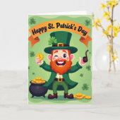 Faux Gold Leprechaun St Patricks Card Kaart (Gele Bloem)