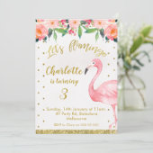 Faux Gold Let's Flamingle Verjaardag Uitnodiging (Staand voorkant)