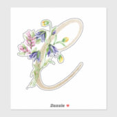 Faux Gold Letter "C" Waterverf Wilde bloemen Sticker (Vel)