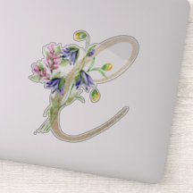 Faux Gold Letter "C" Waterverf Wilde bloemen