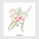 Faux Gold Letter "H"-Waterverf Wilde bloemen Sticker (Vel)