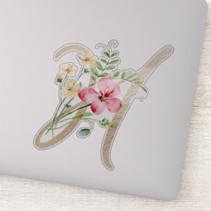 Faux Gold Letter "H"-Waterverf Wilde bloemen Sticker