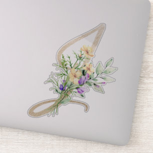 Faux Gold Letter "J" Waterverf Wilde bloemen Sticker