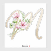 Faux Gold Letter "M" Waterverf Wilde bloemen Sticker (Vel)