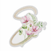 Faux Gold Letter "S" Waterverf Wilde bloemen Sticker (Voorkant)