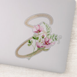 Faux Gold Letter "S" Waterverf Wilde bloemen Sticker