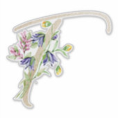 Faux Gold Letter "T" Waterverf Wilde bloemen Sticker (Voorkant)