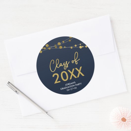 Faux Gold Lights-klasse 2022 Ronde Sticker (Envelop)