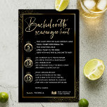 Faux Gold Lijst Bachelorette Scavenger Hunt Spel<br><div class="desc">Voeg een vleugje elegantie en plezier toe aan uw vrijgezellenfeest met onze aanpasbare Faux Gold & Black Bachelorette Scavenger Hunt Game Kaart,  de perfecte keuze voor een stijlvol en onderhoudend feest.</div>