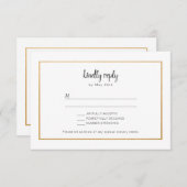 Faux Gold lijst bruiloft RSVP-respons RSVP Kaartje (Voorkant / Achterkant)