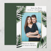 Faux Gold Lijst Green Wedding Save the Date Photo (Voorkant / Achterkant)