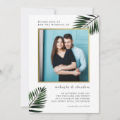 Faux Gold Lijst met Palm Photo Wedding Invitation Kaart (Voorkant)