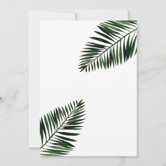 Faux Gold Lijst met Palm Photo Wedding Invitation Kaart (Achterkant)