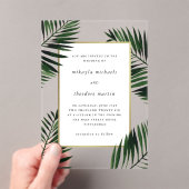 Faux Gold Lijst met Palm Wedding Acryl Uitnodigingen (Insitu (Draagbaar))