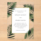 Faux Gold Lijst met Palm Wedding Acryl Uitnodigingen (Voorkant)