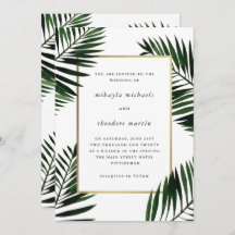 Faux Gold Lijst met Palm Wedding Invitation