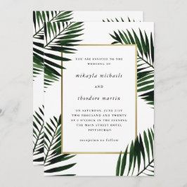 Faux Gold Lijst met Palm Wedding Invitation Kaart